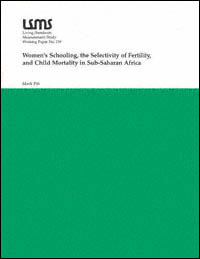 title Womens Schooling the Selectivity of Fertility and Child Mortality - photo 1