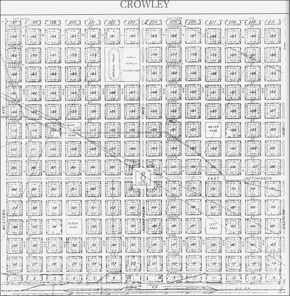 This map shows the one-square-mile grid of Crowley bounded by Eastern - photo 2