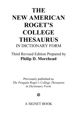 Morehead - New American Rogets College Thesaurus in Dictionary Form (Revised & Updated)