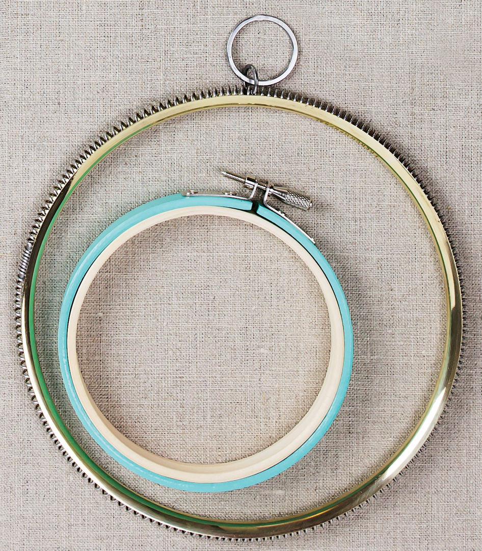 Brass hoop This new hoop design holds the fabric between a coil and a channel - photo 17