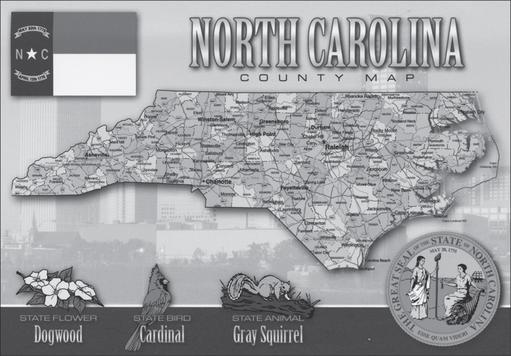 NORTH CAROLINA COUNTY MAP This glossy postcard shows each of North Carolinas - photo 2