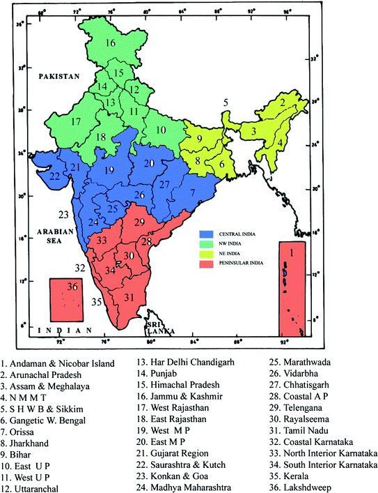 Fig 1 36 meteorological subdivisions of India and the four homogeneous - photo 11