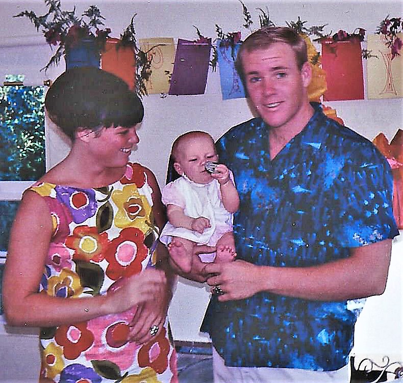 Mom me and Pop Age 4 Rocky Point Oahu 1969 Sand Big yellow mountains - photo 4