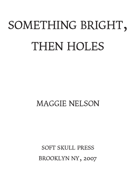 Something Bright Then Holes 2007 Maggie Nelson ISBN 13 978-1-933368-80-1 - photo 2