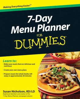 Nicholson - 7-Day Menu Planner For Dummies