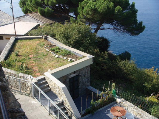 The green roof on top of this house at Riomaggiore Italy fits nicely with the - photo 6