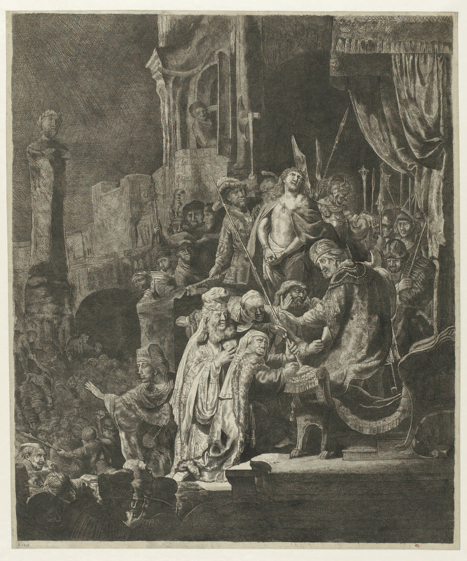 In his 1636 etching Christ before Pilate Rembrandt used dense areas of - photo 7