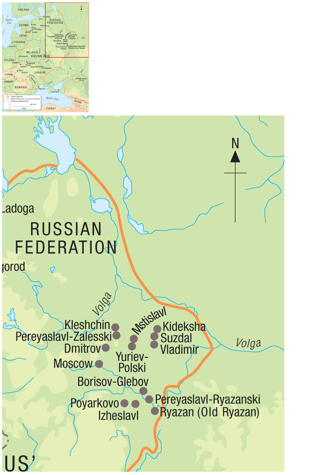 The borders of Kievan Rus and the locations of the fortified settlements - photo 5