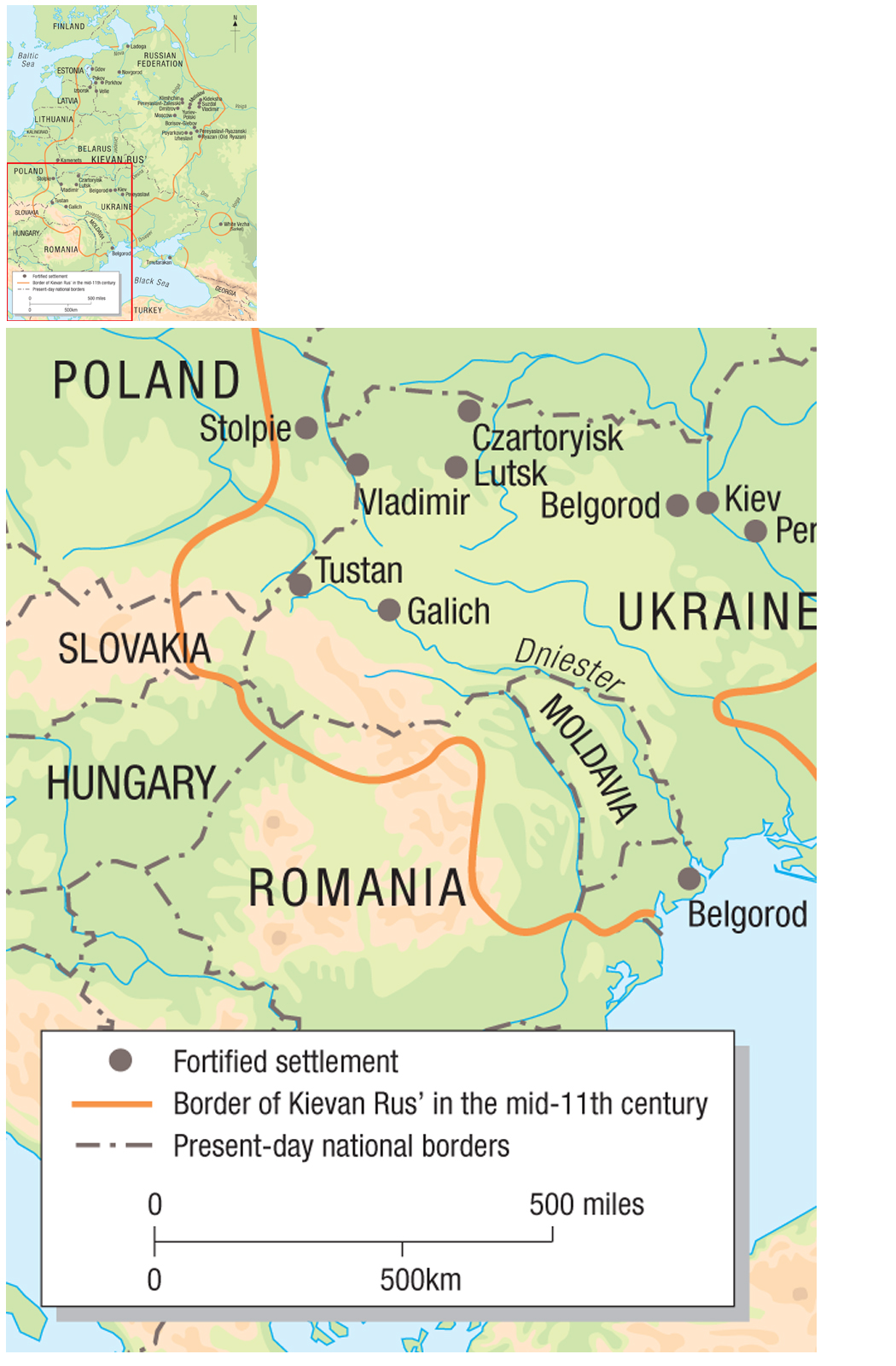 The borders of Kievan Rus and the locations of the fortified settlements - photo 6