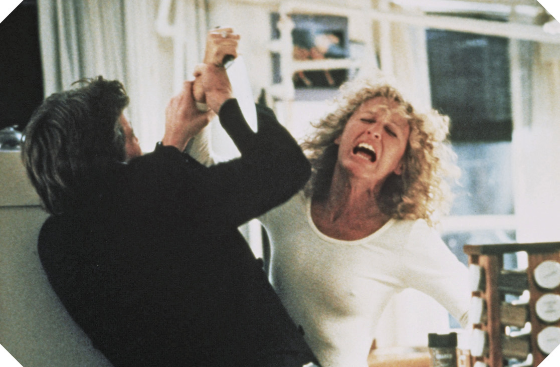 A manic and knife-wielding Glenn Close attacks Michael Douglas in one of Fatal - photo 3