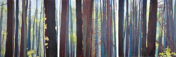 THE TREE PLACE Watercolor and gouache on paper mounted on board Triptych three - photo 6