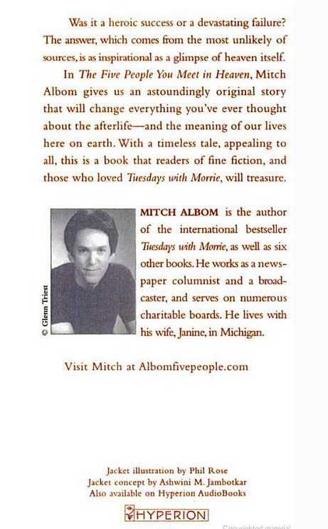 The Five People You Meet in Heaven Mitch Albom ALSO BY MITCH ALBOM - photo 3