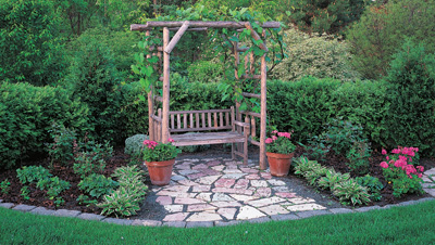 A deep arbor with built-in seating is both an inviting destination and a casual - photo 9