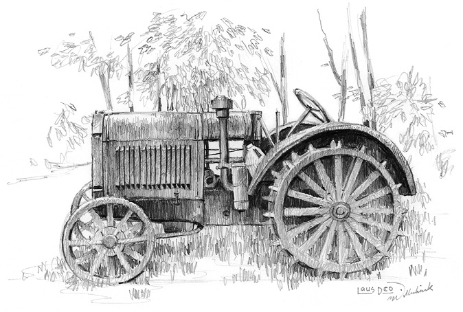 The Old Tractor Graphite on drawing paper 11 14 28cm 36cm Arranging the - photo 3