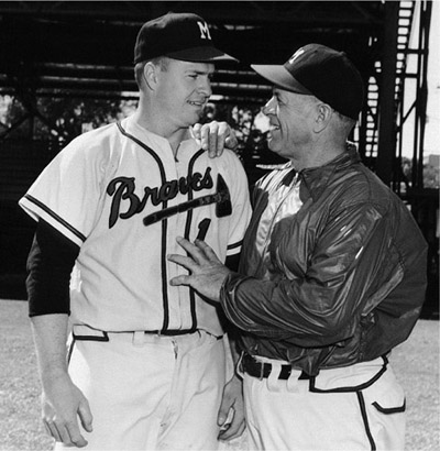 Braves catcher Del Crandall with manager Charlie Grimm ROBERT KOEHLER - photo 7