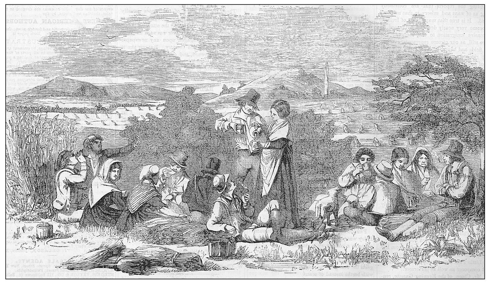 This Irish harvest scene in Kilkenny Ireland was sketched in 1852 for - photo 4