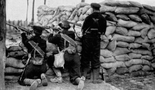 Sailors of the Royal Naval Division RND manning defences at Antwerp in 1914 - photo 4