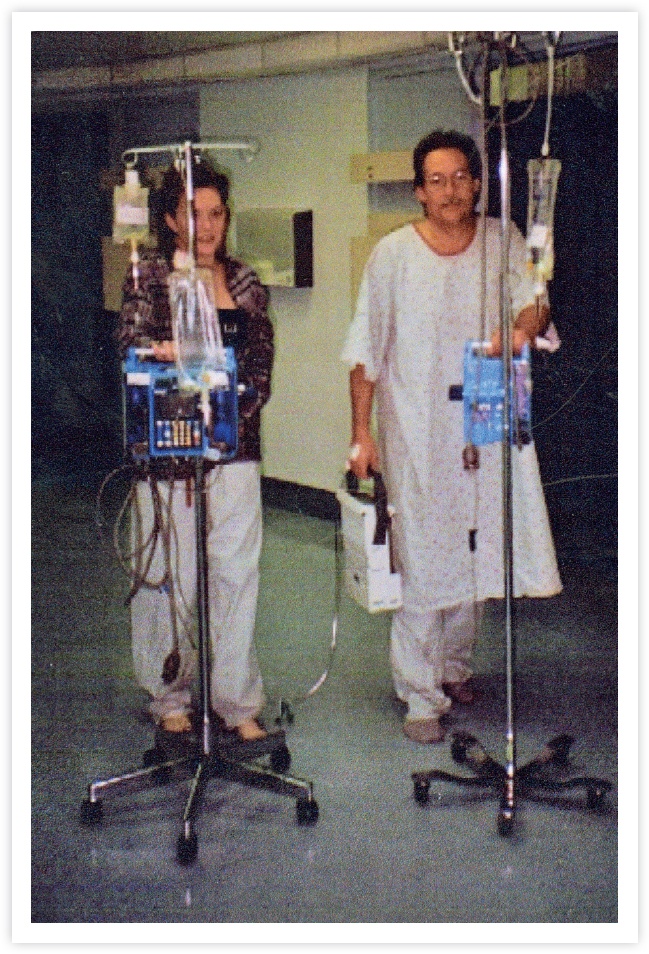 My dad and I walk down the hospital halls the morning after our kidney - photo 16