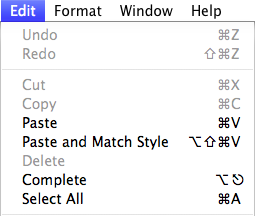 Figure 1 Keyboard shortcuts shown in the Edit menu From left to right the - photo 2