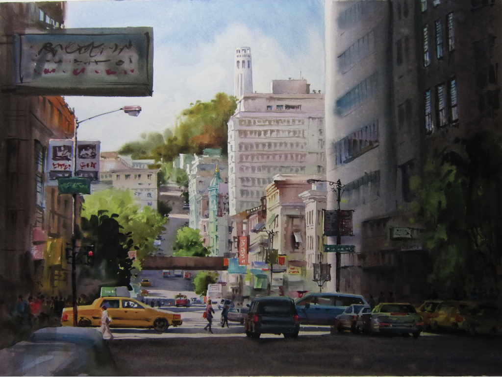 SAN FRANCISCO STREET Peng Cao 22 30 56cm 76cm Transparent watercolor on - photo 4