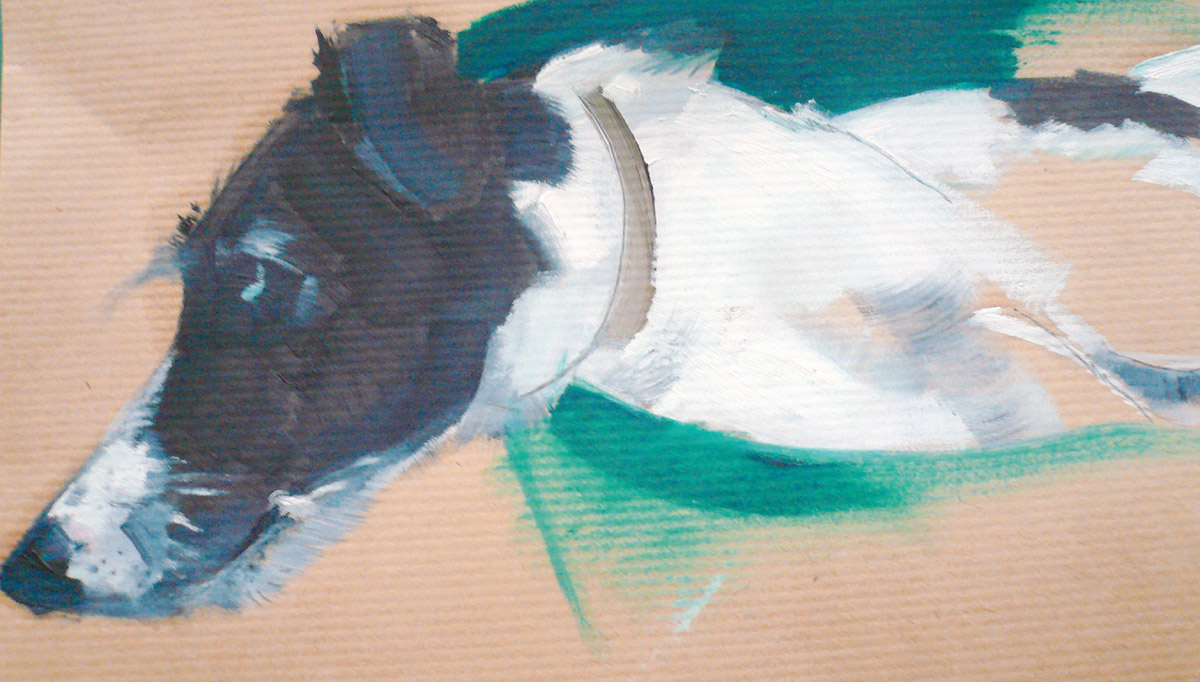 Lurcher BCDH oil on paper Nellie three-time winner of prettiest girl - photo 11