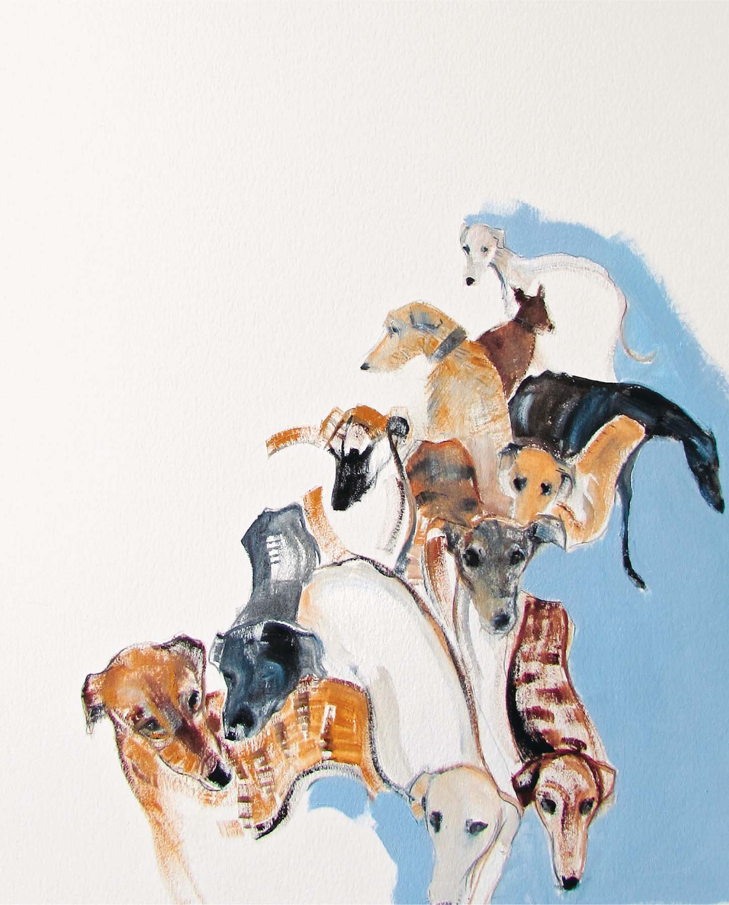 A collection of galgos and podencos Spanish hunting dogs Multiple Galgos oil - photo 3