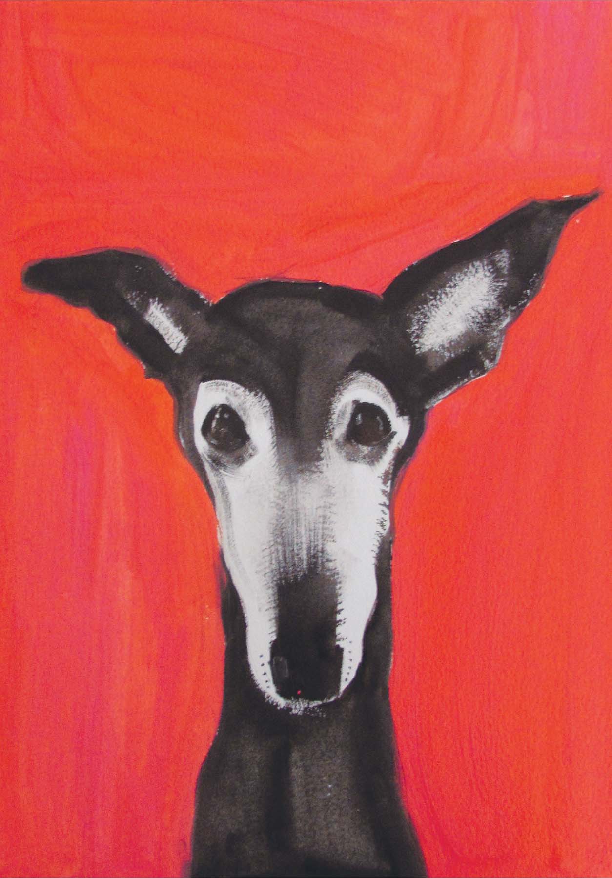 Galgo oil on paper Bradley my neighbors noble elderly lurcher Bradley oil - photo 4