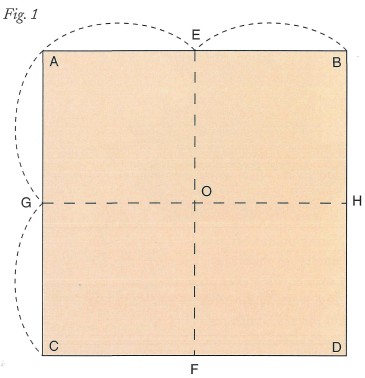 Step 1 Fold a square piece of paper as shown in Fig 1 and then spread open - photo 25