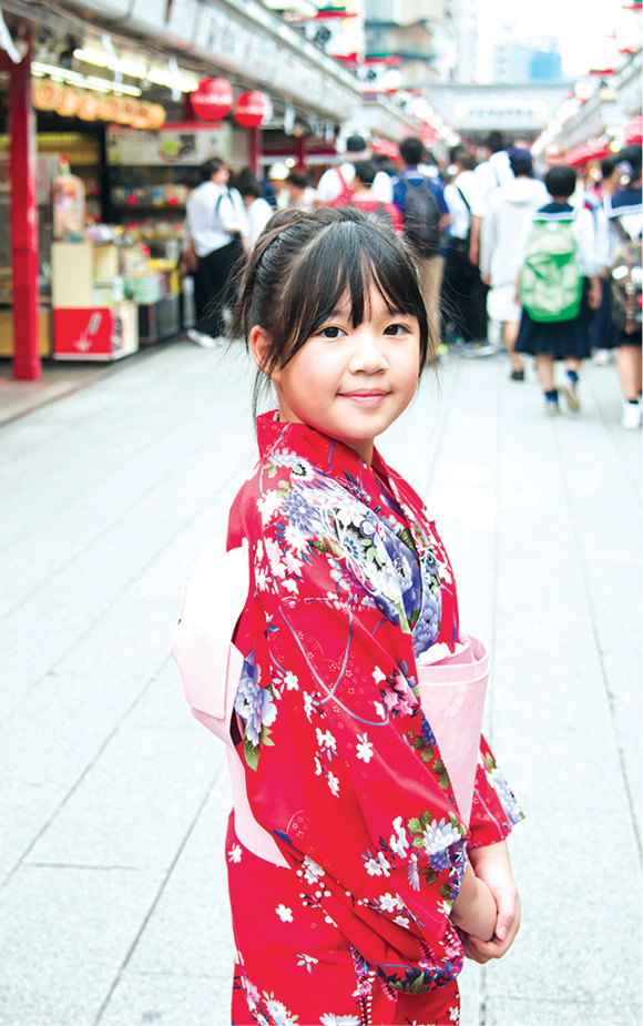 Young Japanese girl in traditional kimono poses in Asakusa Hashimake - photo 14