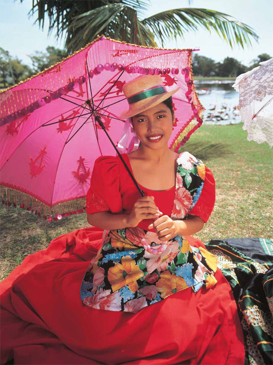 A Nayong Pilipino smile and a red terno the Filipinas national costume - photo 4