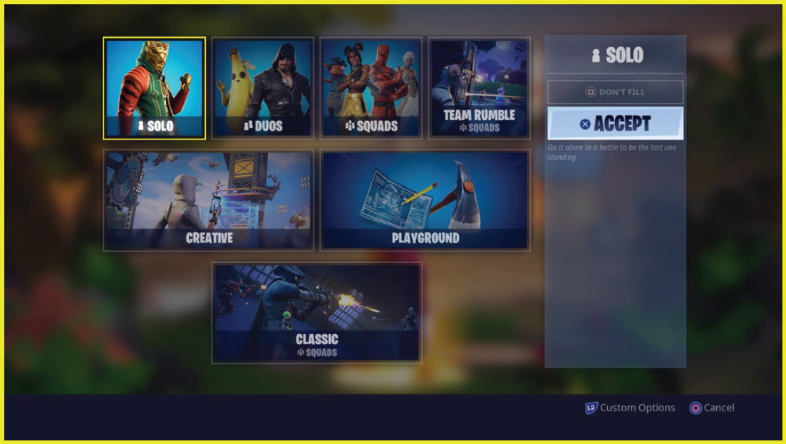 Three of the Battle Royale game play modes are always available Solo Duos - photo 11