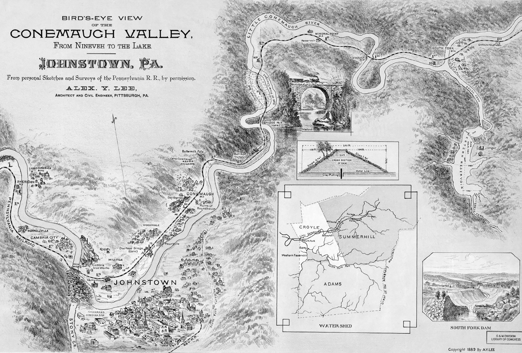 Map of the Conemaugh Valley in 1889 showing Johnstown and the South Fork dam - photo 1