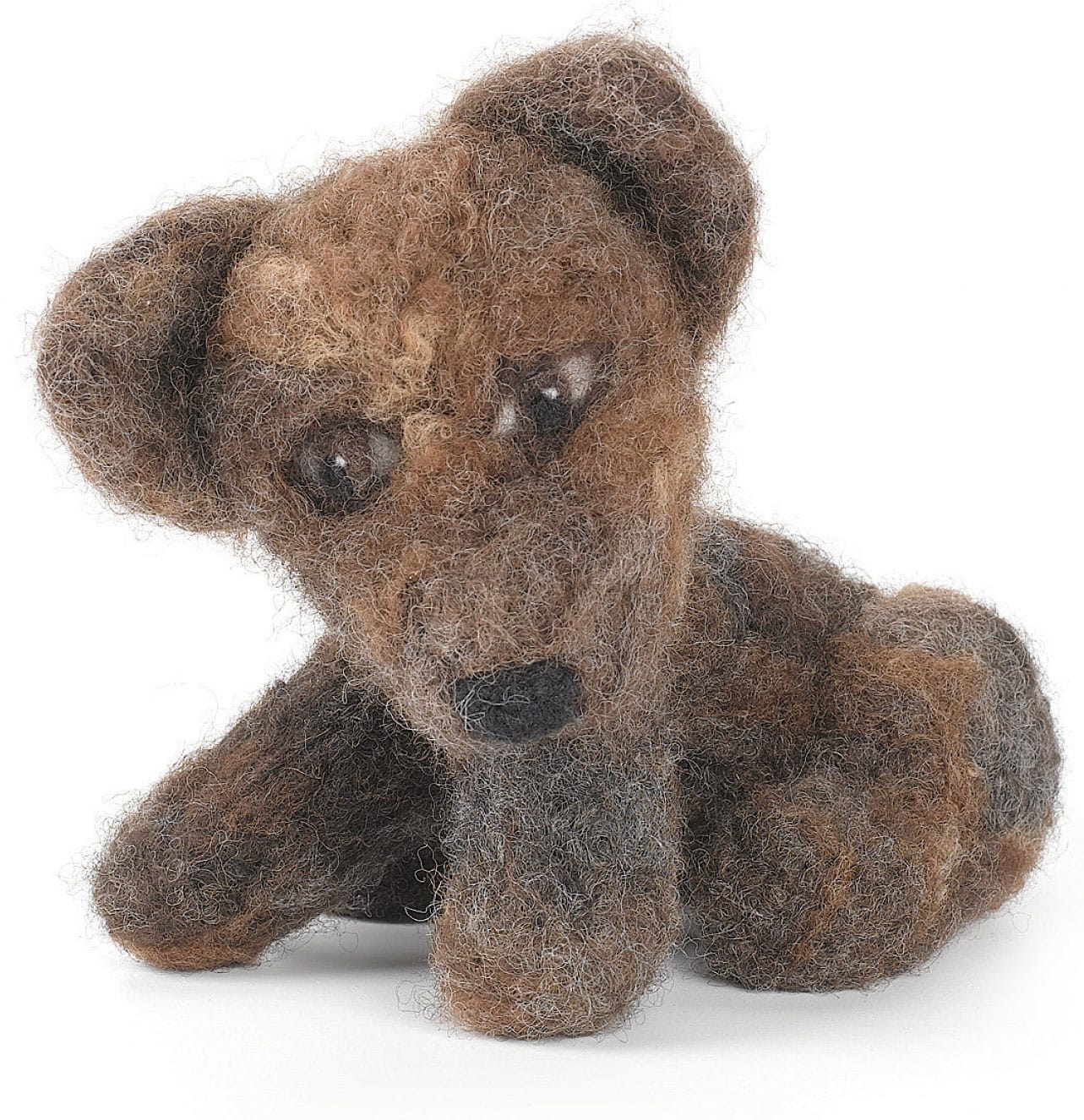 An early needle-felted dog core wool brown Romney locks and Merino GETTING - photo 5