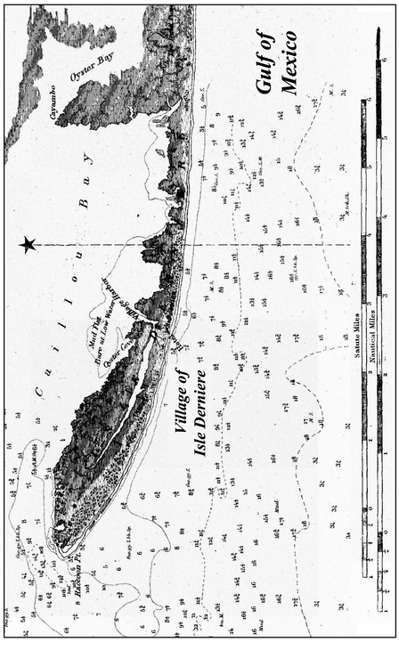 Western half of Isle Derniere from an 1853 survey showing Village Harbor - photo 4