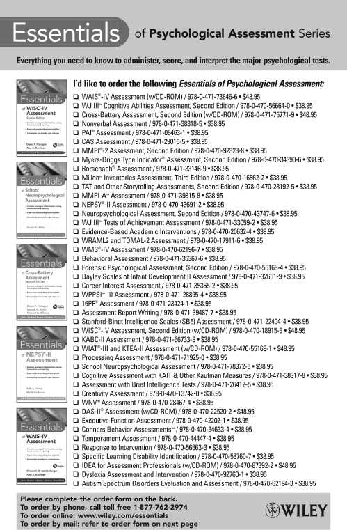 Essentials of Psychological Assessment Series Series Editors Alan S Kaufman - photo 1