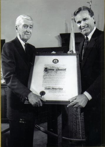 While mayor of Beverly Hills Tanenbaum awarded Jimmy Stewart seen here with - photo 9