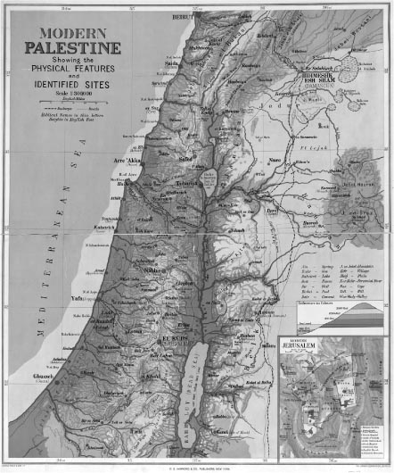 An undated pre-1916 physical map of northern Palestine and neighbouring - photo 2