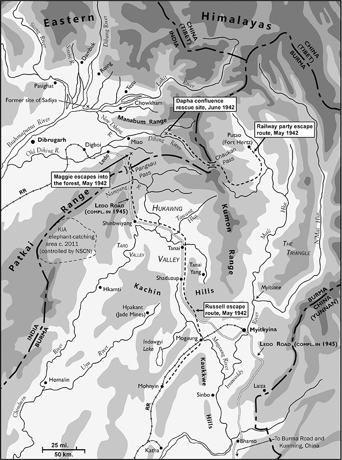 Map C The Trans-Patkai region The map shows the railway party and Russell - photo 8