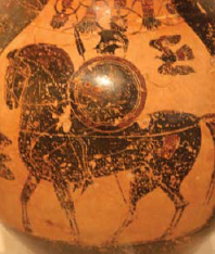 6th-century mounted hoplite with a single thrusting spear and wearing greaves - photo 4