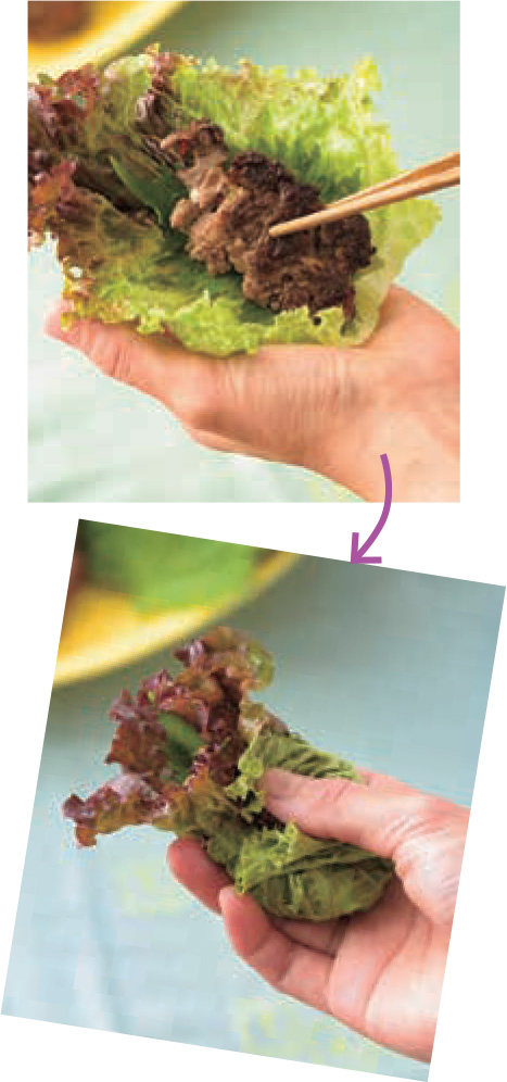 You can wrap pieces of Galbi Patties in red-leaf lettuce to make it easy to - photo 12