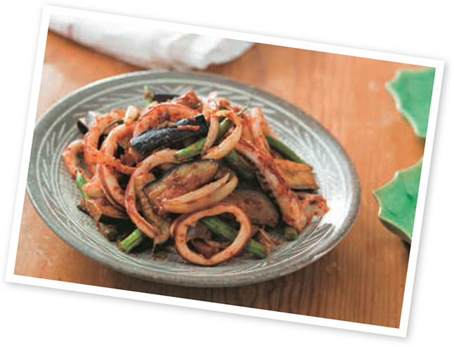 Stir-fried Vegetables and Squid with Bonito Flakes Spices condiments - photo 17