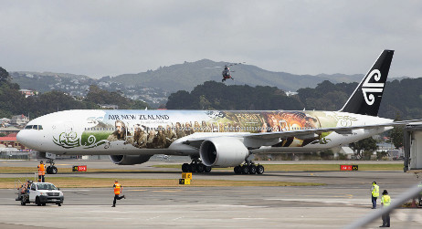 Air New Zealands special Hobbit Boeing 777300 arrives at Wellington airport - photo 7