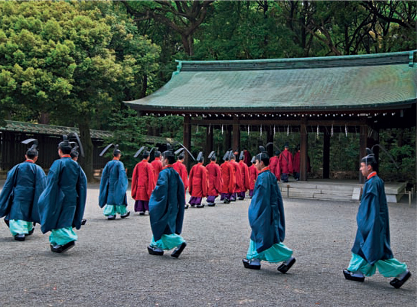 A procession of Shinto priests in ceremonial robes A delicate waterfall and - photo 10