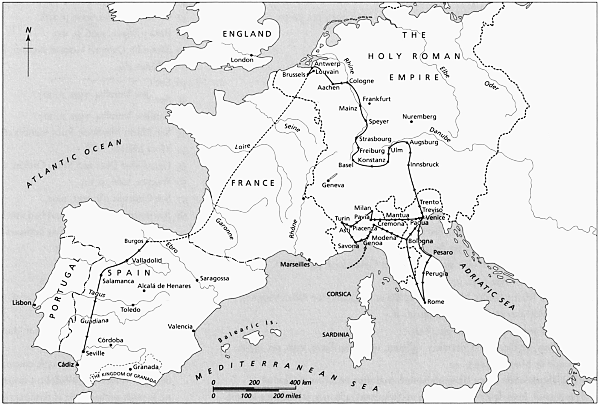 The route of Hernandos journey through Europe in 152931 the dashed portions - photo 6