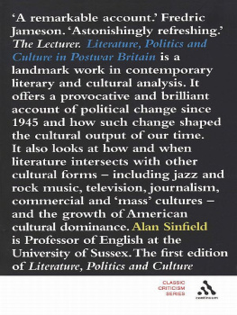 Sinfield - Literature, Politics and Culture in Postwar Britain