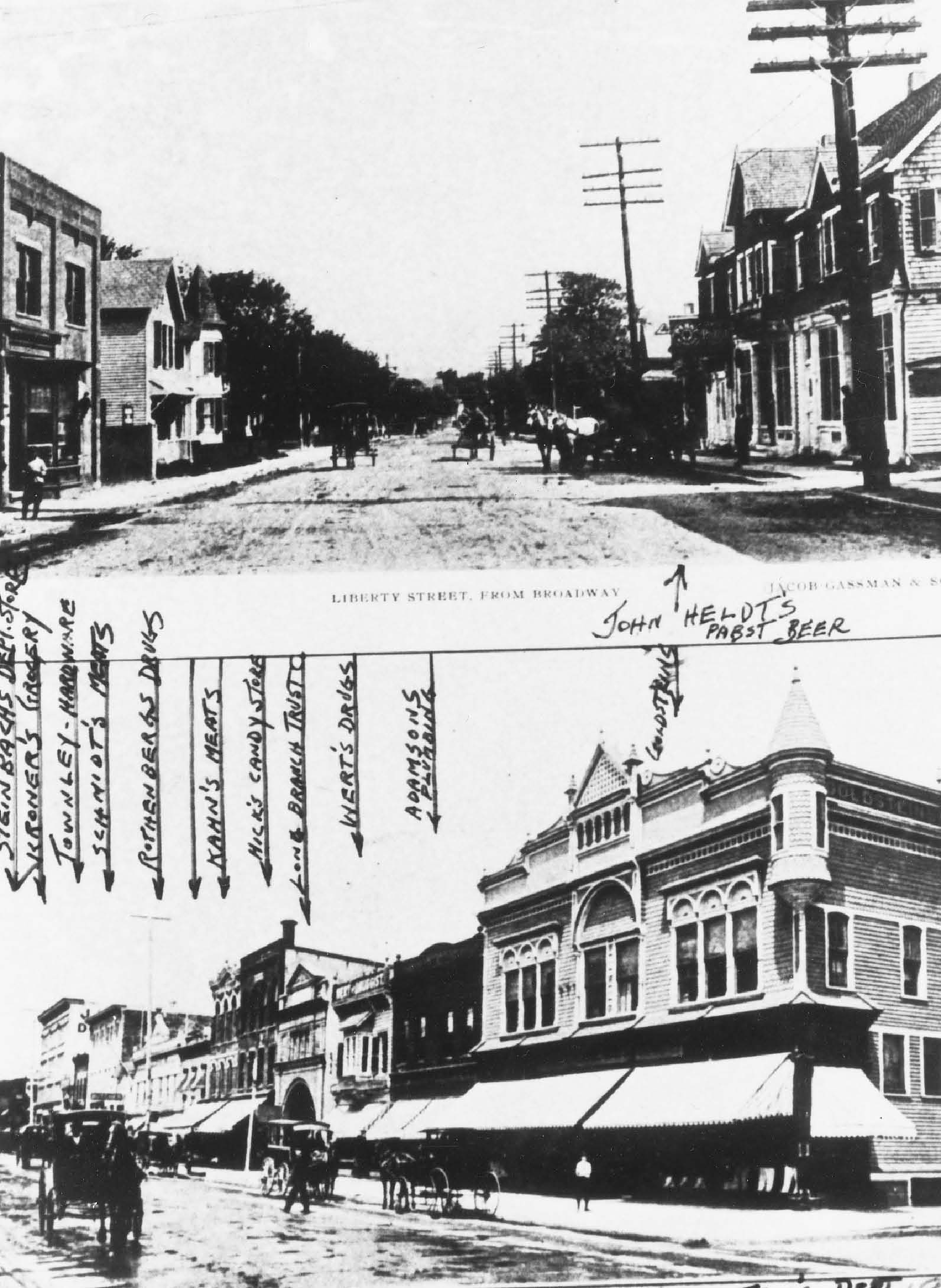 The top half of this 1909 image shows the north side of Broadway as seen from - photo 5