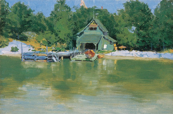 Frederic Remington Boat House at Ingleneuk c 1903-1907 Oil on academy - photo 2