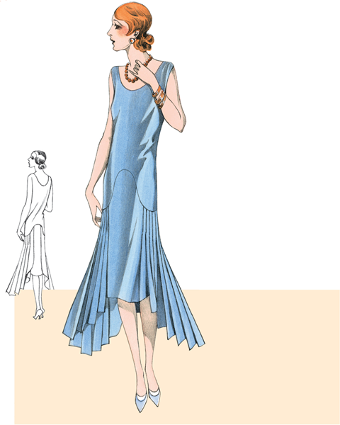 Evening dress of pann velvet in a soft crayon blue Graduated pleats of varying - photo 8