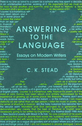 Stead Answering to the Language: Essays on Modern Writers