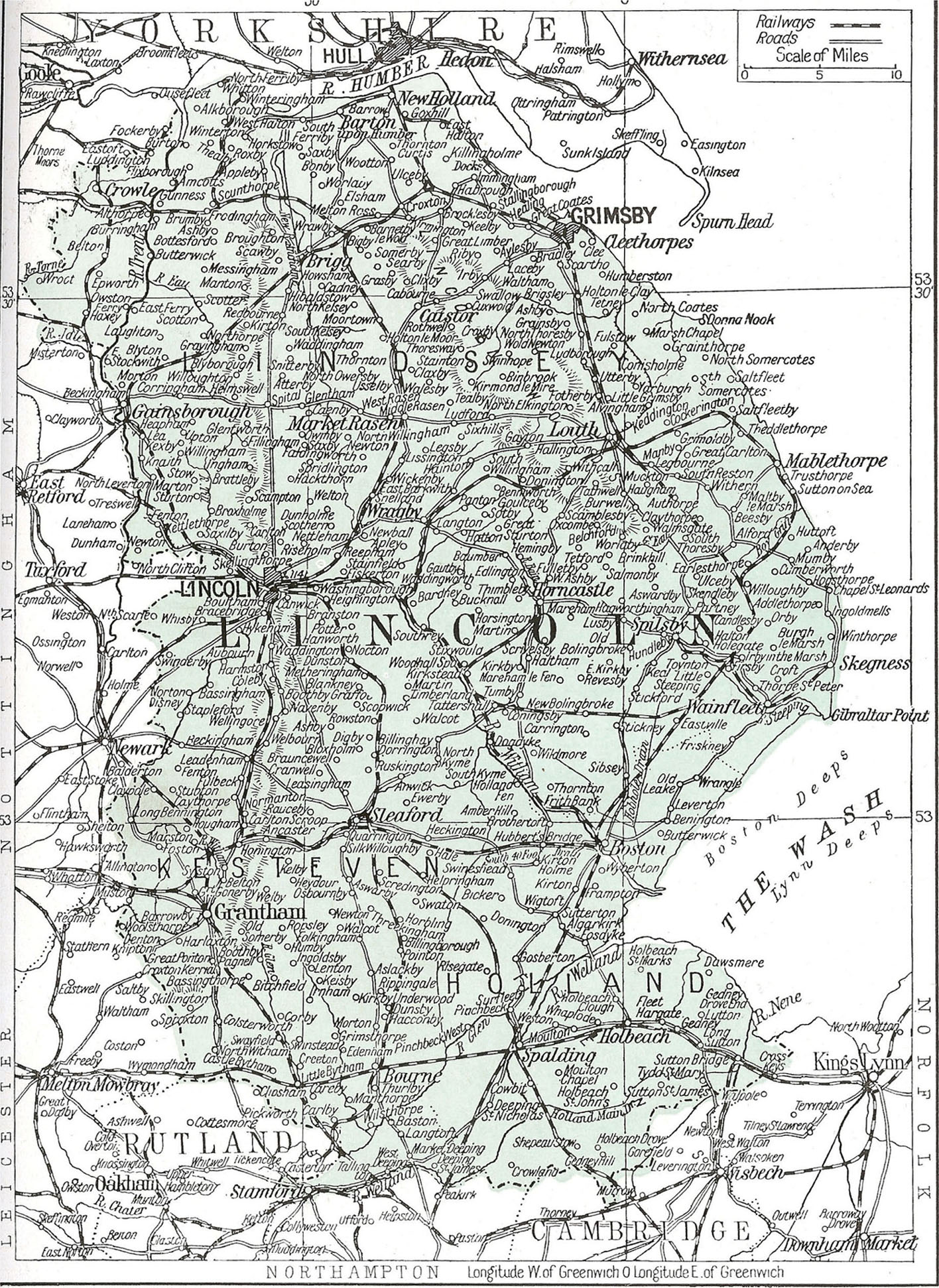 Railway map of Lincolnshire in 1920 at the peak of the system The only lines - photo 2